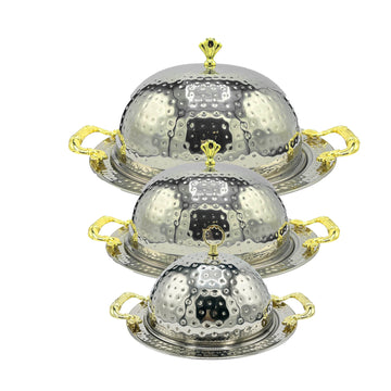 Set of 3 Mandi Rice BBQ Serving Platter-Stainless Steel